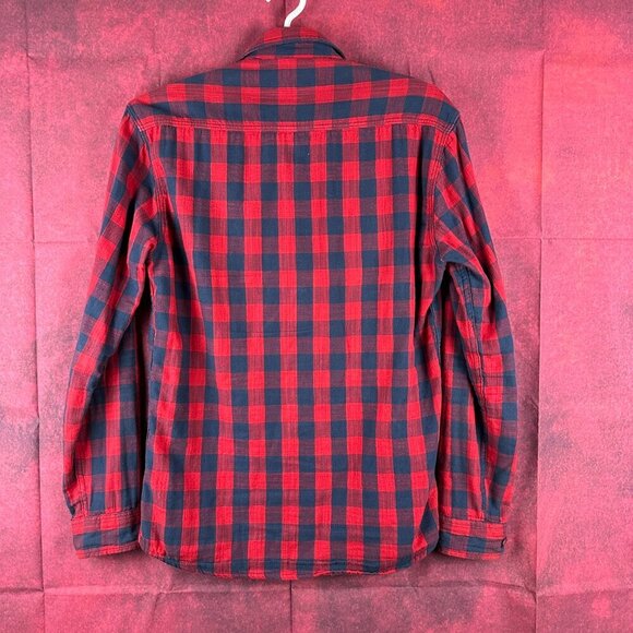 ORIGINALS BY JACK & JONES MEN'S FLANEL LONG SLEEVE PLAID SHIRT RED & BLACK "S" - Picture 4 of 14